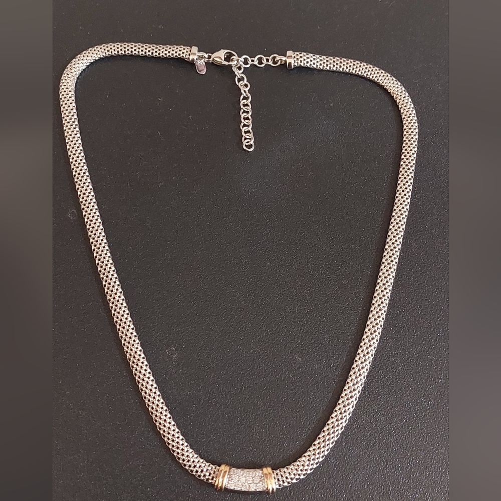 Dyadema Italian Sterling Silver and Gold Mesh Necklace